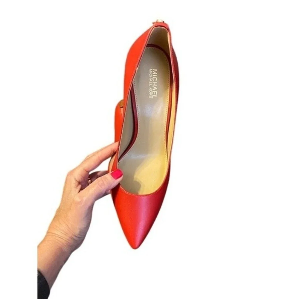 MICHAEL‎ KORS Red Leather Pointed Toe Stiletto Heel Pumps Women Shoes Size 7